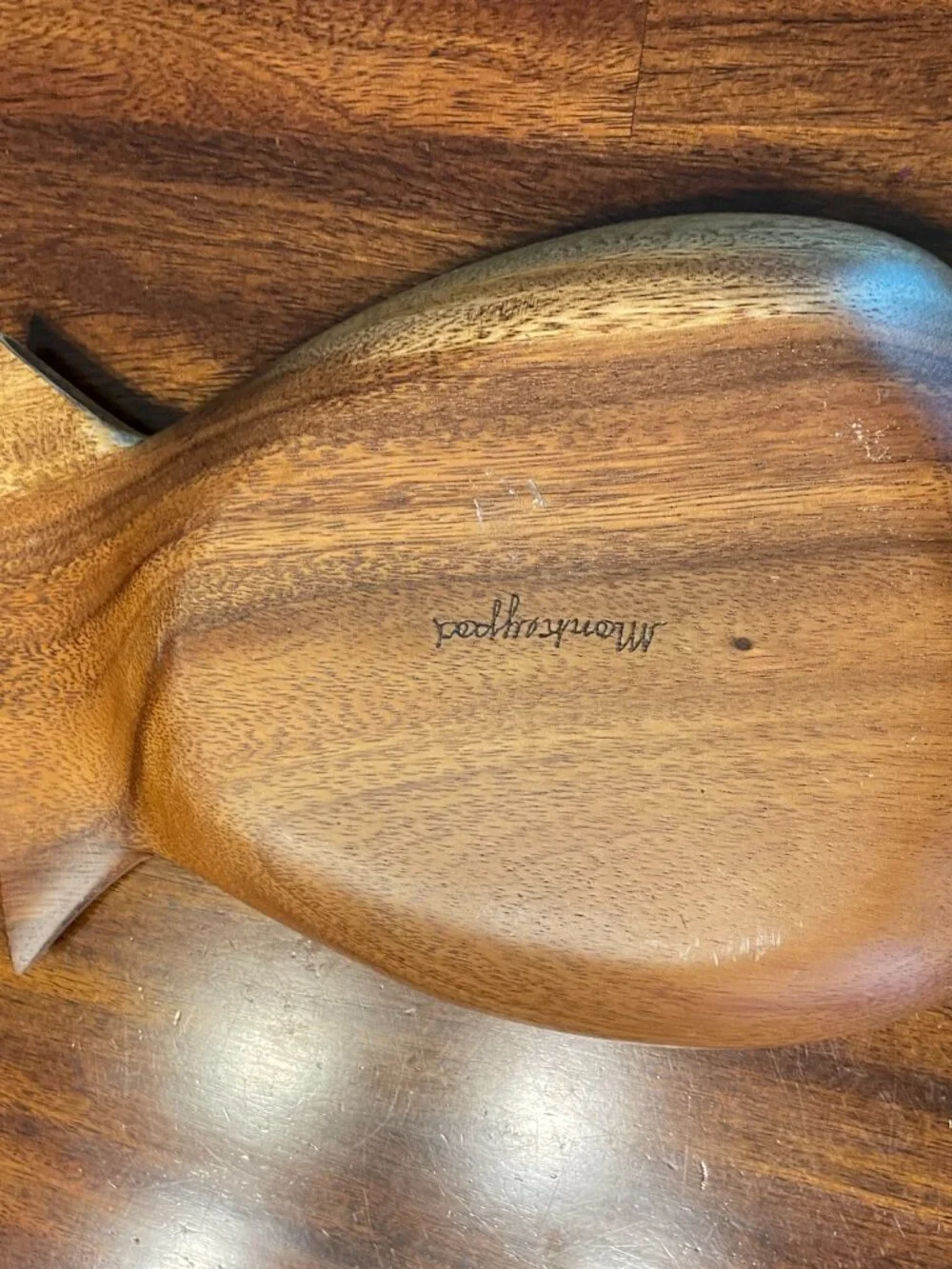 Monkeypod Wooden Carved Pineapple Shaped Candy/Nut Bowl 3 Sections 12